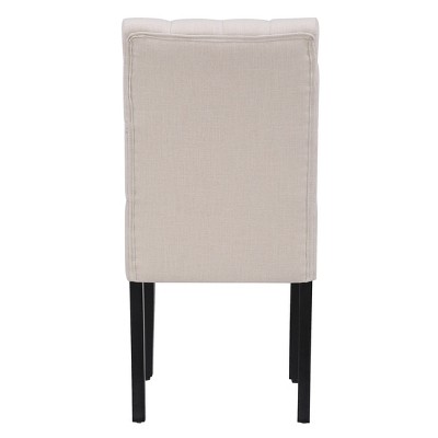 Beige Linen Upholstered Parsons Dining Side Chair with Wood Legs