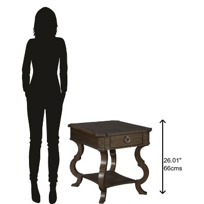Traditional Black and Gray Wood End Table with Storage