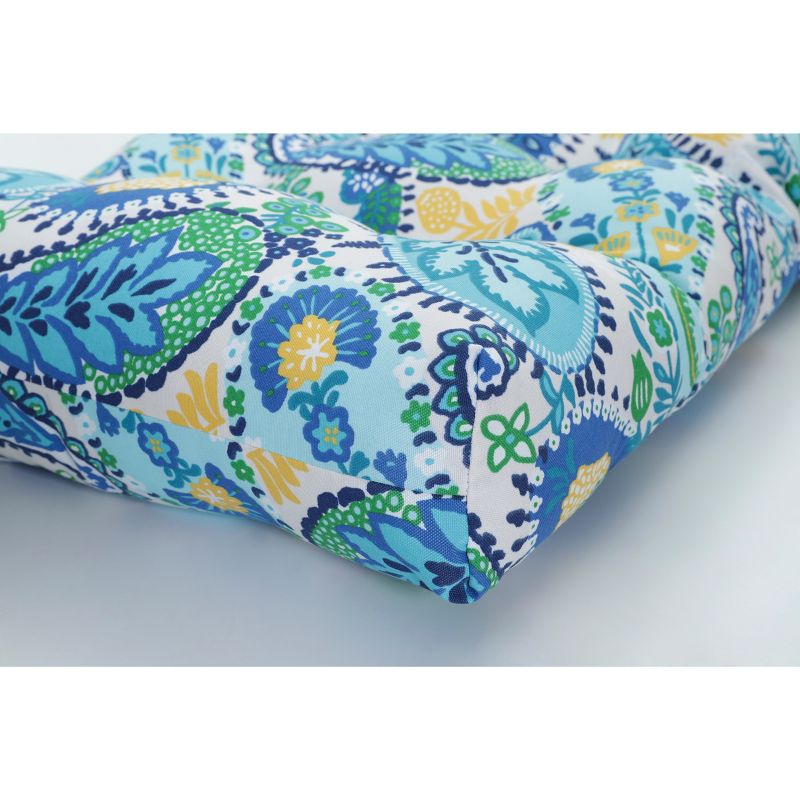 Outdoor/Indoor Blown Bench Cushion Amalia Paisley Blue - Pillow Perfect, 3 of 7