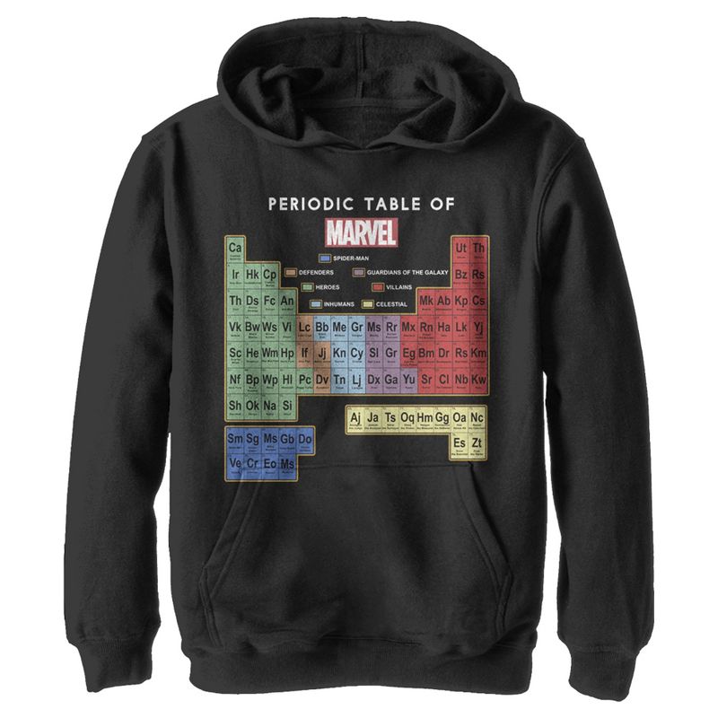 Boy's Marvel Periodic Table of Favorite Heroes Pull Over Hoodie, 1 of 4