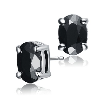 Guili Sterling Silver Black Cubic Zirconia Knob Earrings