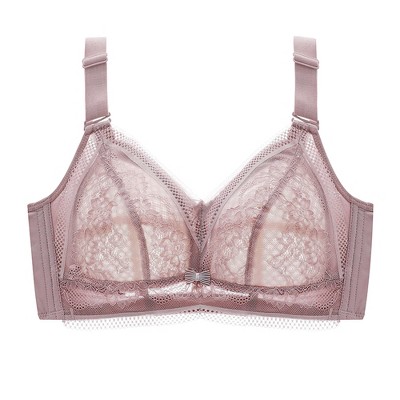 Agnes Orinda Women's Plus Size Underwire Lace Push-up Adjustable Straps Bra  And Panty Set Pink 42e : Target