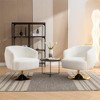 LOVMOR Chenille Fabric Accent Swivel Chair With Gold Metal Round Base - 2 of 4