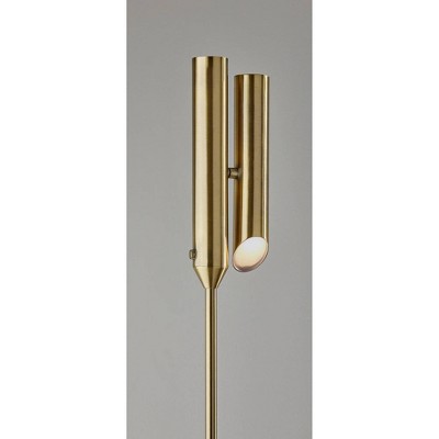 Antique Brass Adjustable LED Torchiere Floor Lamp with Touch Sensor