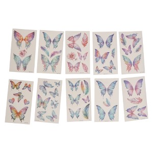 Unique Bargains Adult Simple Butterfly Fake Temporary Tatto Assorted Color 1 Set - 1 of 4