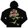 Jurassic Park Logo Wrap-Around Raptor Adult Black Long Sleeve Hooded Sweatshirt - 3 of 4