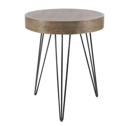 Olivia & May Modern Accent Table Brown: Round Wood Top, No Assembly, MDF Frame - image 1 of 4