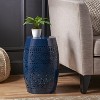 Wooakway 18'' H Perforated Metal Drum Side Table Round End Table Indoors and Outdoors Use - 2 of 4