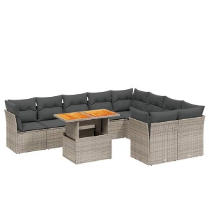 vidaXL Garden Sofa Set Grey PE Rattan Large Modular Garden Sofa Set - 1 of 4