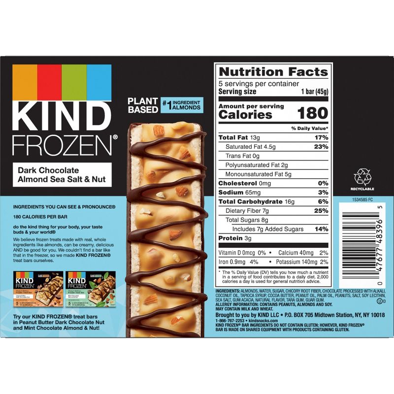KIND Frozen Dark Chocolate Almond Sea Salt Plant Based Dessert - 5ct, 3 of 11