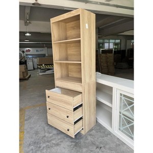 70.8" in Tall Bookshelf with 3 drawers for Living Room Office - 1 of 1