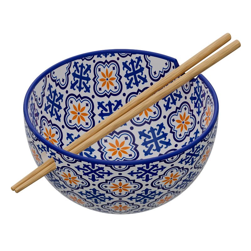 American Atelier Stoneware Ramen Bowl with Chopsticks, Set of 2, Udon Noodle Bowls, Soup Bowl for Kitchen, 6" D 21 Oz, 4 of 8