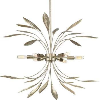 Progress Lighting Mariposa 6-Light Hanging Pendant, Steel, Gilded Silver, Contemporary, Antique Gold Finish