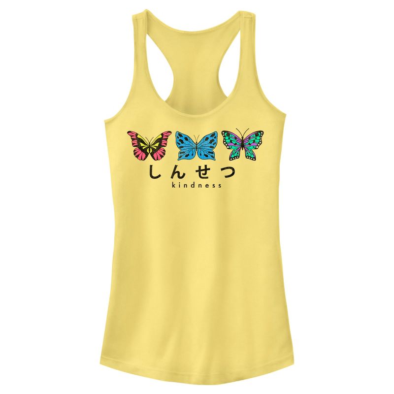Juniors Womens Lost Gods Kindness Butterflies Racerback Tank Top, 1 of 5