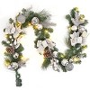 Christmas Garland, 6FT Christmas Garland with Ball Ornaments, Ribbons, Pinecones for Door Stairs Mantle Christmas Decoration - 2 of 4