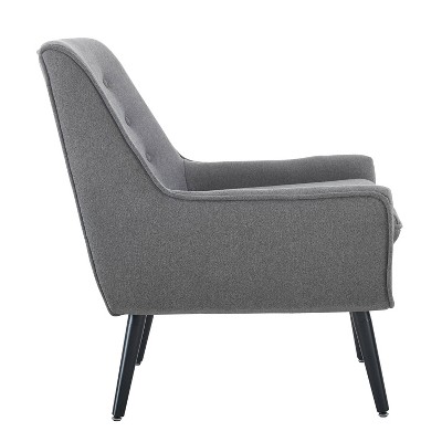 Gray Microfiber Accent Chair with Wood Legs