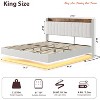 Full/Queen/King Size Floating Bed Frame w/ Lights and Storage Headboard, Full/Queen/King Upholstered Metal Platform Bed with Charging Station - 2 of 4