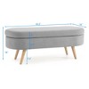 SeaCamel Ottoman Bench, 43.5"x16"x16", Gray/Cyan, Rubber Wood Legs, Versatile Seating & Hidden Storage - 3 of 4