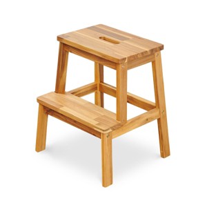 Yukimo 2-Step Wooden Stool, Solid Acacia Wood Step Stool for Adults and Kids, 19.6 Inches Tall, 350 lbs Capacity, Indoor and Outdoor Use - 1 of 4