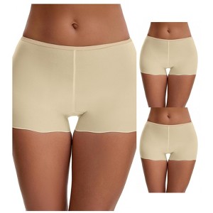 INSPIRE CHIC Ladies' Seamless Ice Silk Lace Trim Slip Shorts for Under Dresses Boyshorts 3 Packs - 1 of 4