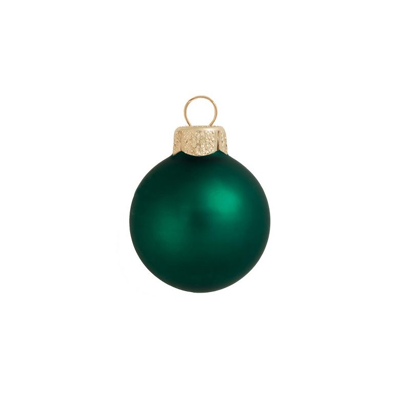 Northlight Matte Finish Glass Christmas Ball Ornaments 3.25" (80mm) - Emerald Green - 8ct, 1 of 3