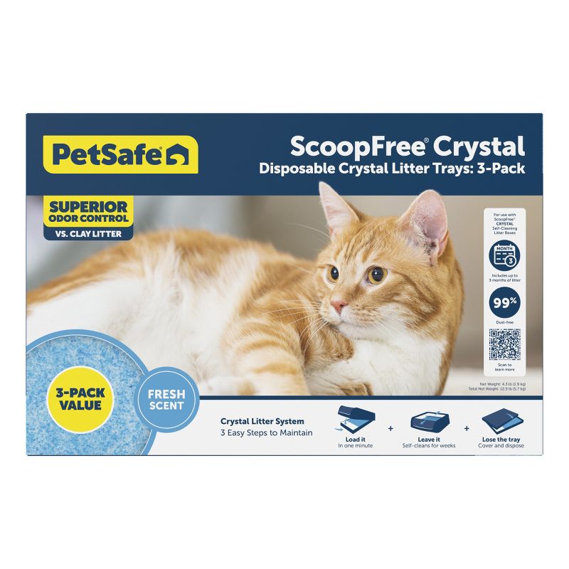 PetSafe ScoopFree Crystal Disposable Crystal Fresh Scent Cat Litter Trays - Blue - 3pk, 3 of 10