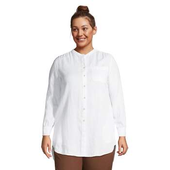 Lands' End Women's Linen A-Line Long Sleeve Tunic Top