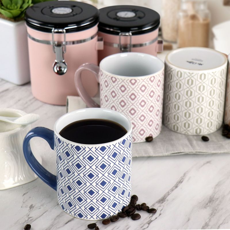 Mr. Coffee Bliss 4 Piece 20oz Can Shaped Stoneware Mug Set in Assorted Colors and Patterns, 2 of 7