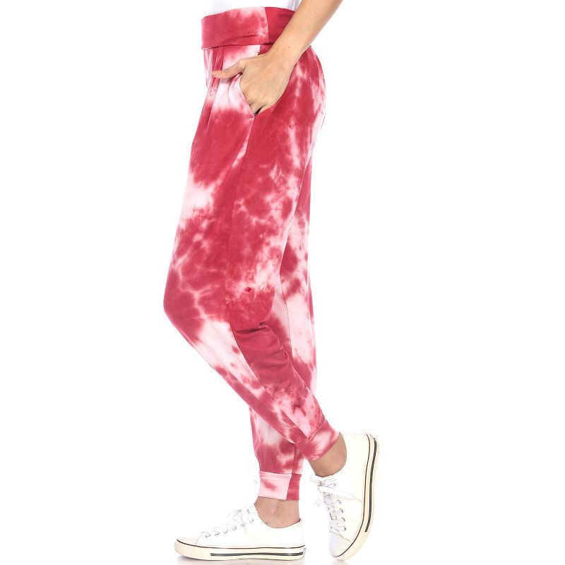 Women's Tie Dye Harem Pants with Pockets - White Mark, 4 of 5