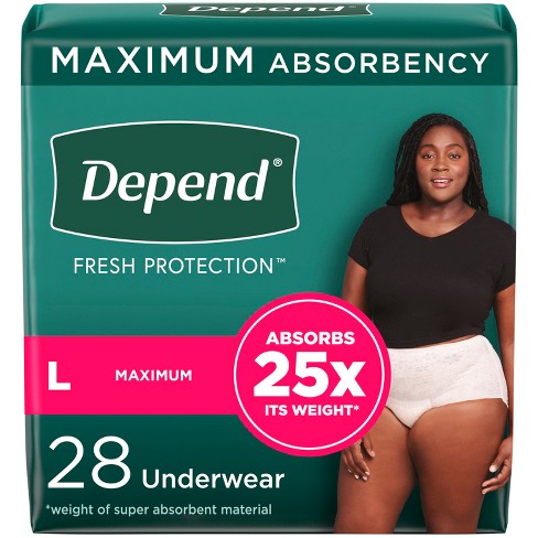 Depend Fresh Protection Adult Incontinence Underwear for Women - Maximum  Absorbency - L - Blush - 28ct