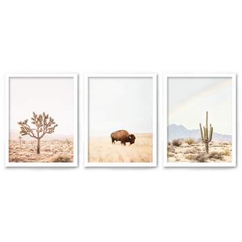 Americanflat Botanical Animal (Set Of 3) Triptych Wall Art Neutral Southwest By Sisi And Seb - Set Of 3 Framed Prints