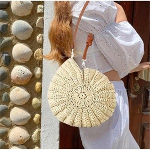 FATMOON Hand-woven Bag Women's Seaside Conch Shell Messenger Bag Cute Pearls Chains Handmade Weave Crossbody Bag Novelty Handbags - 1 of 4
