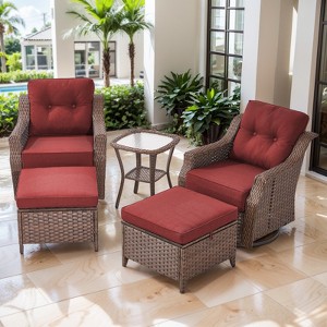 POCASSY Outdoor Swivel Patio Chairs Set with 6-Inch Thick Cushions, All Weather Brown Wicker Patio Furniture Set Outdoor Bistro Set for Porch - 1 of 4