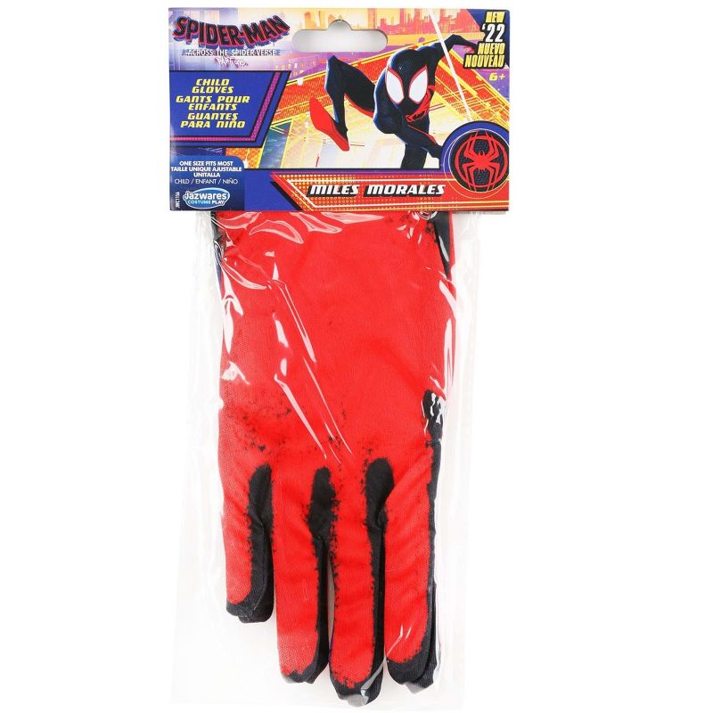 HalloweenCostumes.com One Size Fits Most Boy  Miles Morales Child Gloves., Black/Red, 4 of 8