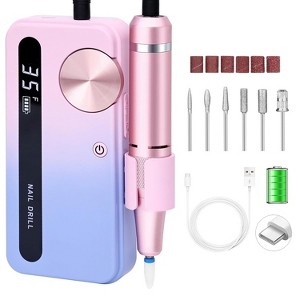 Electric Nail Drill Kit 35000RPM, Low Noise, Portable, Multi Functional, Rechargeable Nail Drill for Gel Nails Polish Nail File Manicure Tool (Pink) - 1 of 4