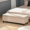 HOMCOM Bench with Storage, Upholstered Ottoman Footrest with Soft Close Lid for Living Room, Entryway or Bedroom, Cream White - 2 of 4