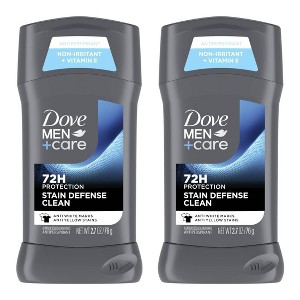 Dove Men+Care 72hr Antiperspirant & Deodorant Stick - Stain Defense Clean - 2.7oz/2ct - 1 of 4