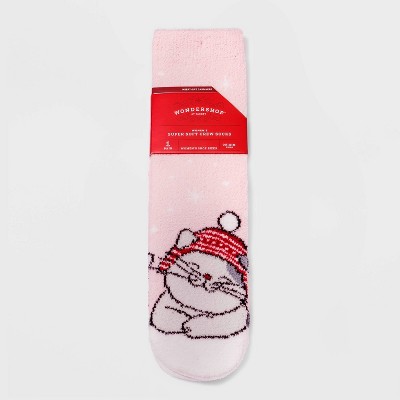 Women's Cat Cozy Crew Socks with Gift Card Holder - Wondershop™ Pink 4-10