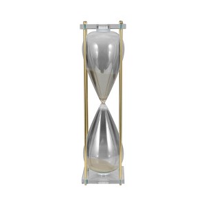 Modern Glass and Metal Hourglass with Decorative Frame for Living Room, Office, and Shelves Display - 1 of 4