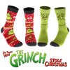 Dr Seuss GRINCH Grinchmas Adult Holiday Crew Socks 2 Pair Green - 4 of 4