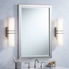 Possini Euro Design Exeter Modern Wall Lights Set of 2 Brushed Nickel Hardwire 4 1/2" Light Bar LED Fixture White Glass Shade for Bedroom Bathroom - 2 of 4