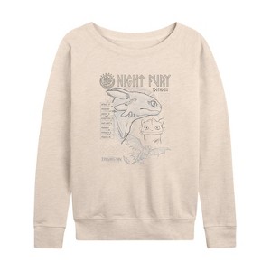 Women's - How to Train Your Dragon - Night Fury Research Lightweight French Terry Wide Neck Long Sleeve Shirt - 1 of 4
