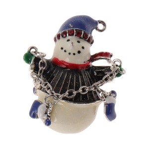 Unique Bargains Christmas Brooches YNCP7930 Alloy Dripping Wax Black Blue 1.1"x1.3" 1 Pc - 1 of 4