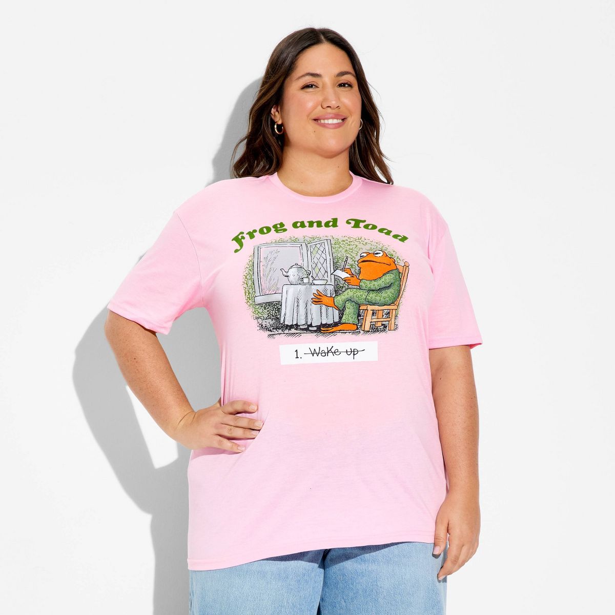 Women's Wake Up Frog & Toad Short Sleeve Graphic T-Shirt - Pink - thumbnail 2