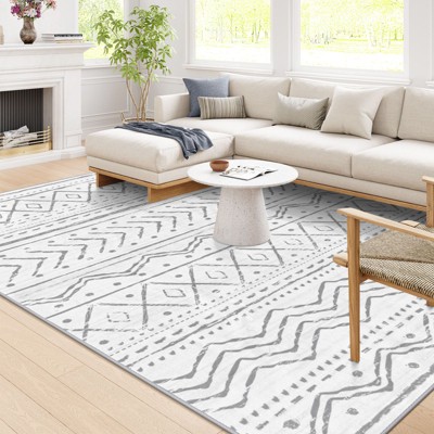 Lahome Machine Washable Moroccan Print Floor Mat-Boho Ultra Thin Soft Rug for Living Room, Bedroom, or Dorm