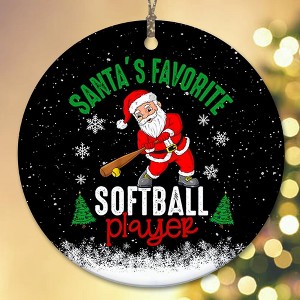 Lomsoe Christmas Ornament Santa's Favorite Softball Player Ceramic Ornament Tree Decor Gift Christmas Tree Ornament Christmas Decor Christmas Gift - 1 of 1