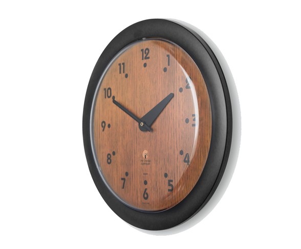 Chicago Lighthouse 14"x1.8" Oak Veneer Traditional Sleek Frame Decorative Wall Clocks Black