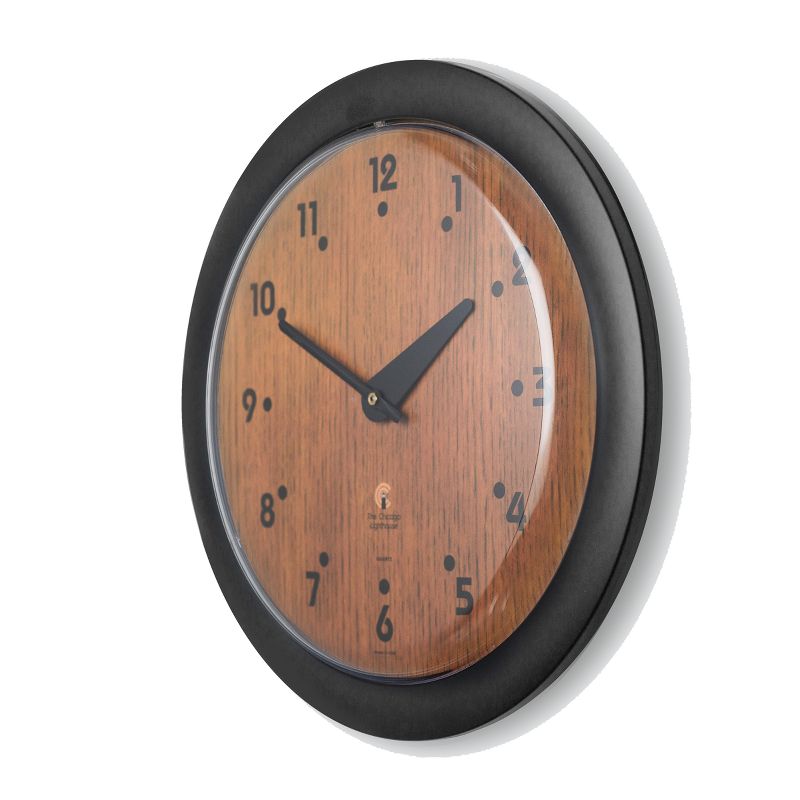 14&#34; x 1.8&#34; Oak Veneer Traditional Decorative Wall Clock Black Frame - By Chicago Lighthouse, 3 of 5