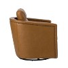 Set of 2 Eulalia 28.74 Wooden Upholstery Wide Genuine Leather Swivel Chair with Swivel Metal Base and Squared Arms| ART OF LIVING DESIGNS - 3 of 4