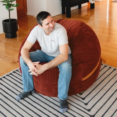 Large Deep Terracotta Corduroy Bean Bag Chair with Removable Cover